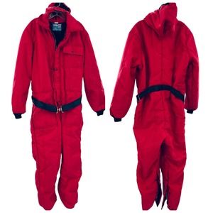 Vtg Chiller Killer by SafT-Bak Nylon Insulated Snowsuit Coveralls Warm Ski Suit